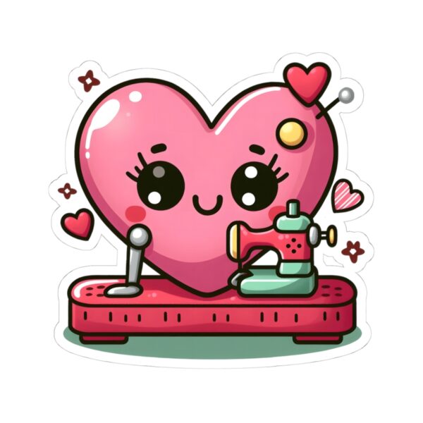 Cute Heart Sewing Machine Kiss-Cut Stickers for Crafters, Gifts & Decor