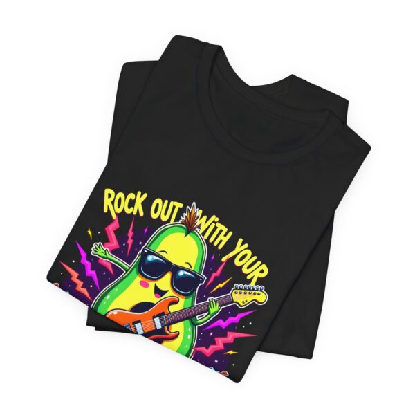 Funny Rock Out With Your Guac Out T-Shirt – Rock 'n Roll Avocado Humor Tee