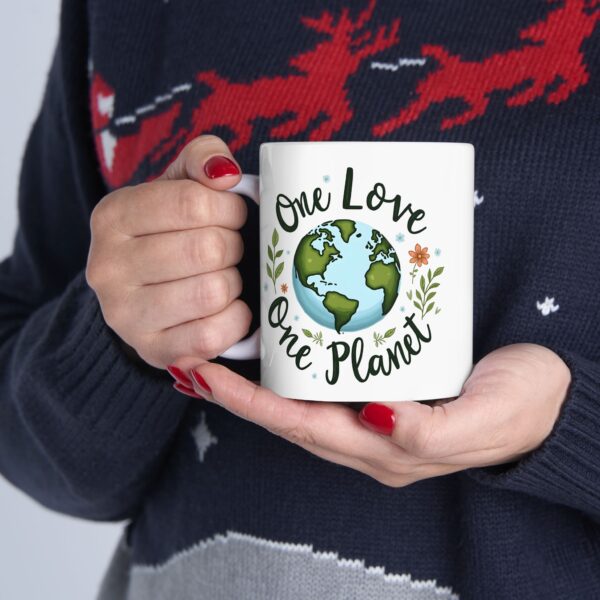Eco-Friendly Ceramic Mug - One Planet Design, Sustainable Gift, Coffee Cup, Earth Lover Mug, Nature Inspired