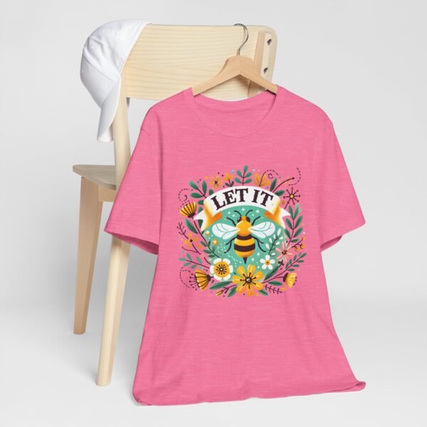 Let It Bee Floral Design - Nature-Inspired Bee and Flowers Art Unisex Jersey Short Sleeve Tee