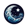 Celestial Wave Kiss-Cut Stickers | Ocean-Inspired Art for Laptop & Water Bottles