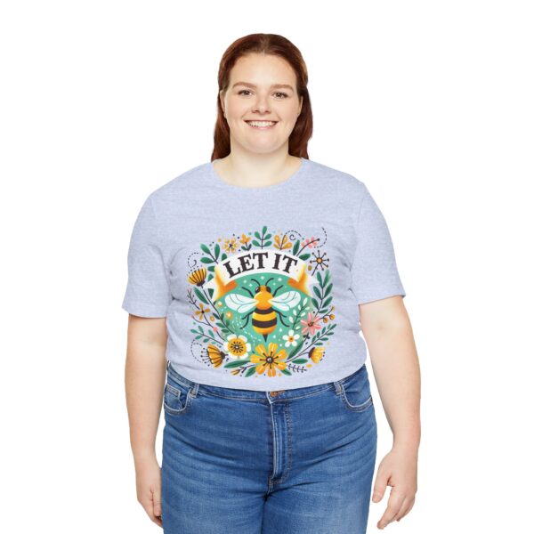 Let It Bee Floral Design - Nature-Inspired Bee and Flowers Art Unisex Jersey Short Sleeve Tee
