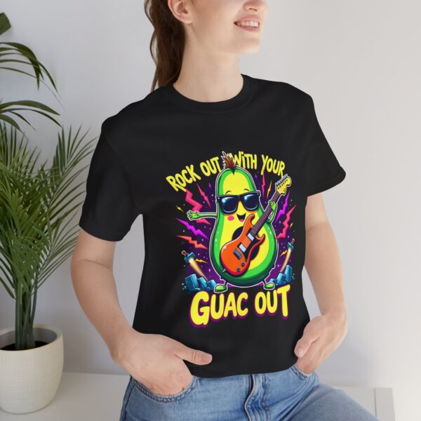 Funny Rock Out With Your Guac Out T-Shirt – Rock 'n Roll Avocado Humor Tee