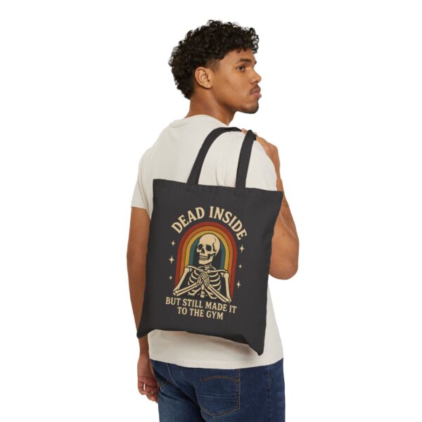 Funny Gym Tote Bag | Dead Inside Skeleton | Gift for Gym Lover